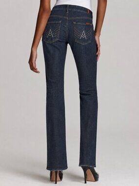 ✨ 7 For All Mankind “A-Pocket” Rhinestone Bootcut Jeans – Dark Wash ✨